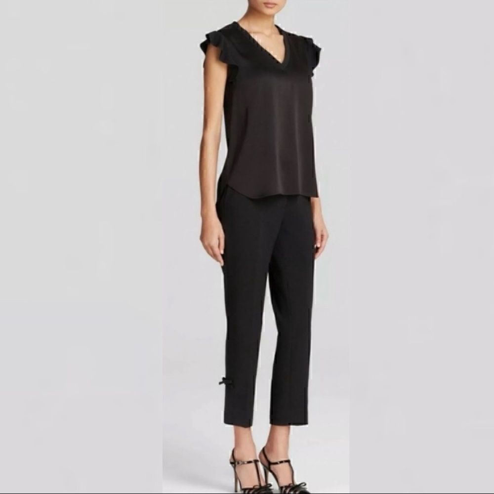 Kate Spade Flutter Sleeve Satin Crepe Blouse